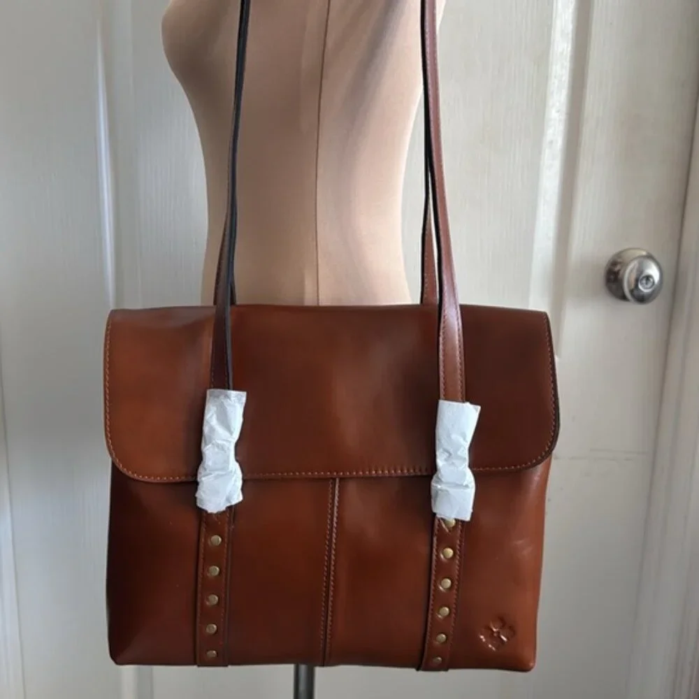 PATRICIA NASH Tan Heritage Leather Amersham Multi Pocket Messenger Bag